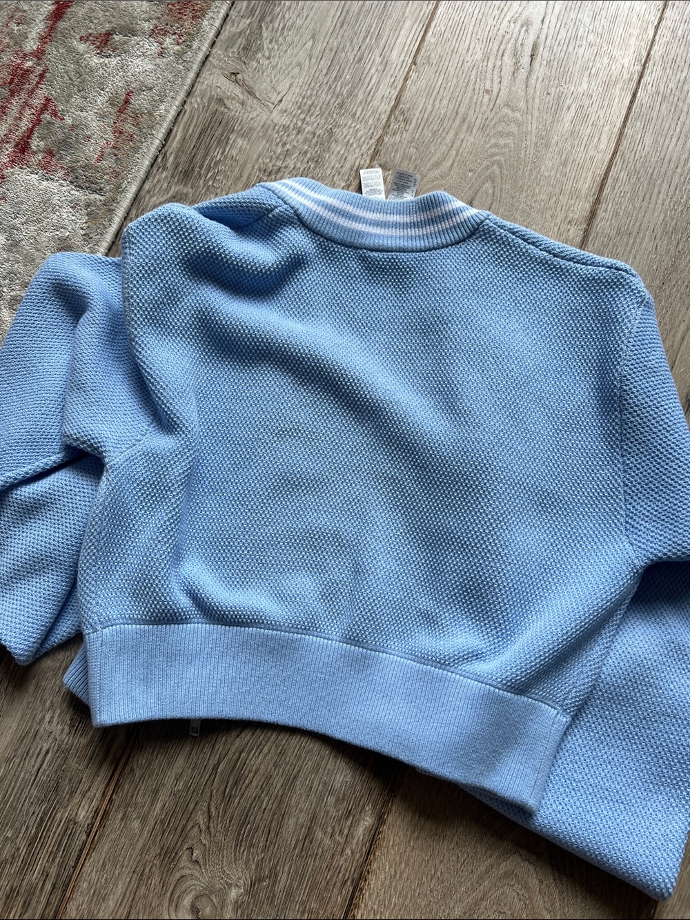 ALO Tennis Club Cotton Sweater Knit Full Zip Jacket size XS Seashell Blue - Picture 10 of 10
